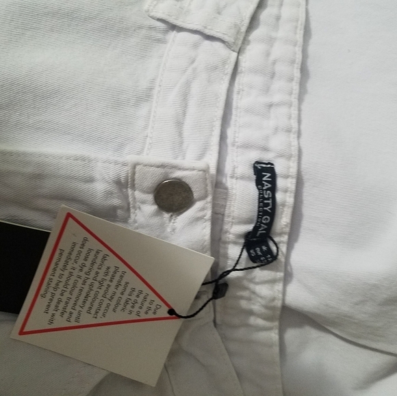 Nasty Gal White Denim Cargo Jeans W/elastic Cuff details Sz 10 - Picture 9 of 16